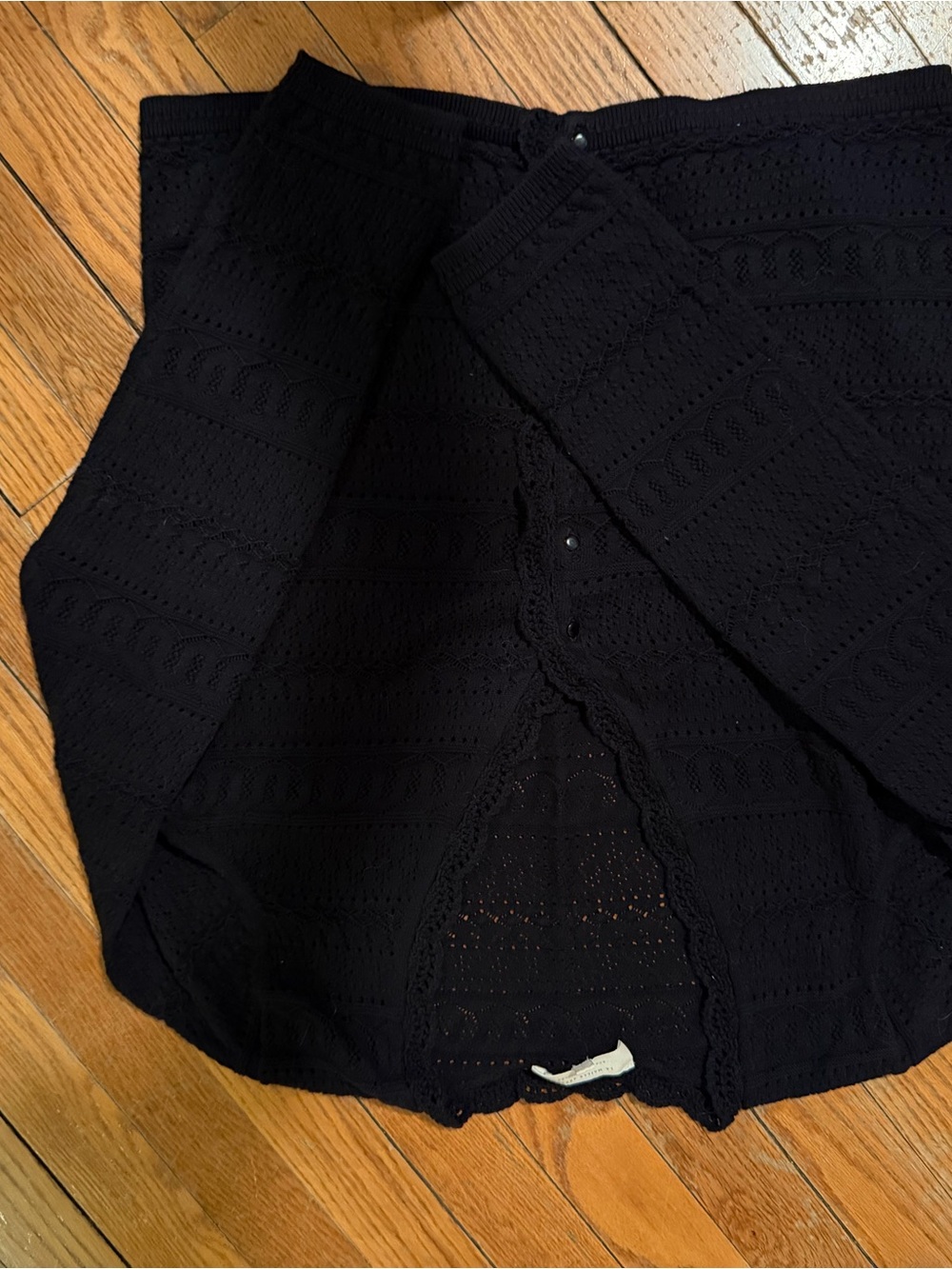 Sezane Black Knit Openwork Women's Sweater - Picture 11 of 13